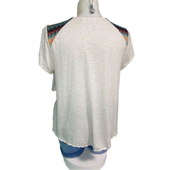 Cato Short Sleeve Bohemian Layered Colorful Embroidered Tee Plus Size 18/20W - Picture 9 of 16